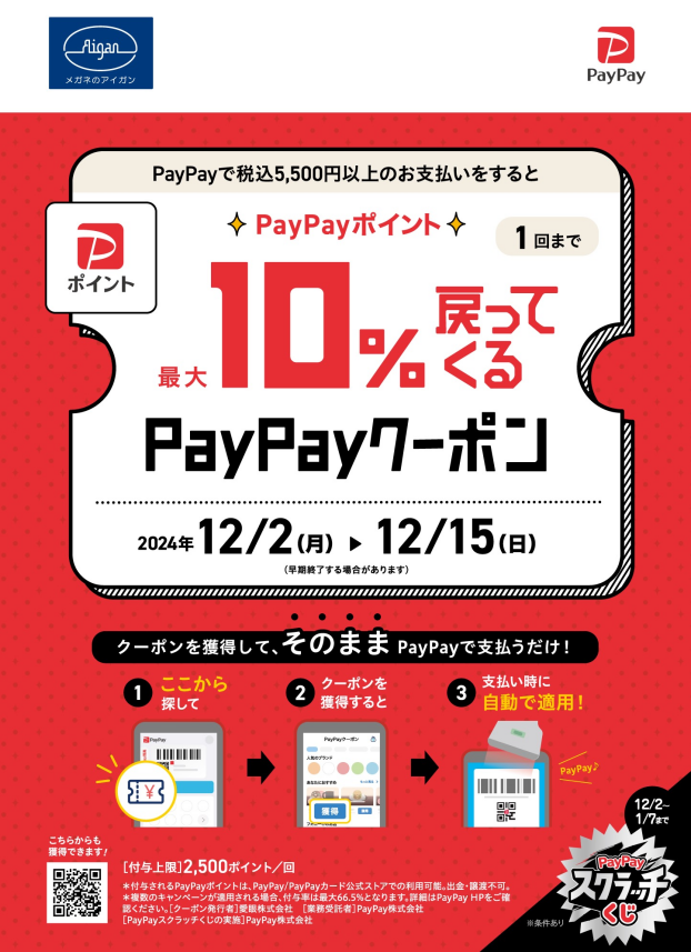 メガネの愛眼paypayクーポン